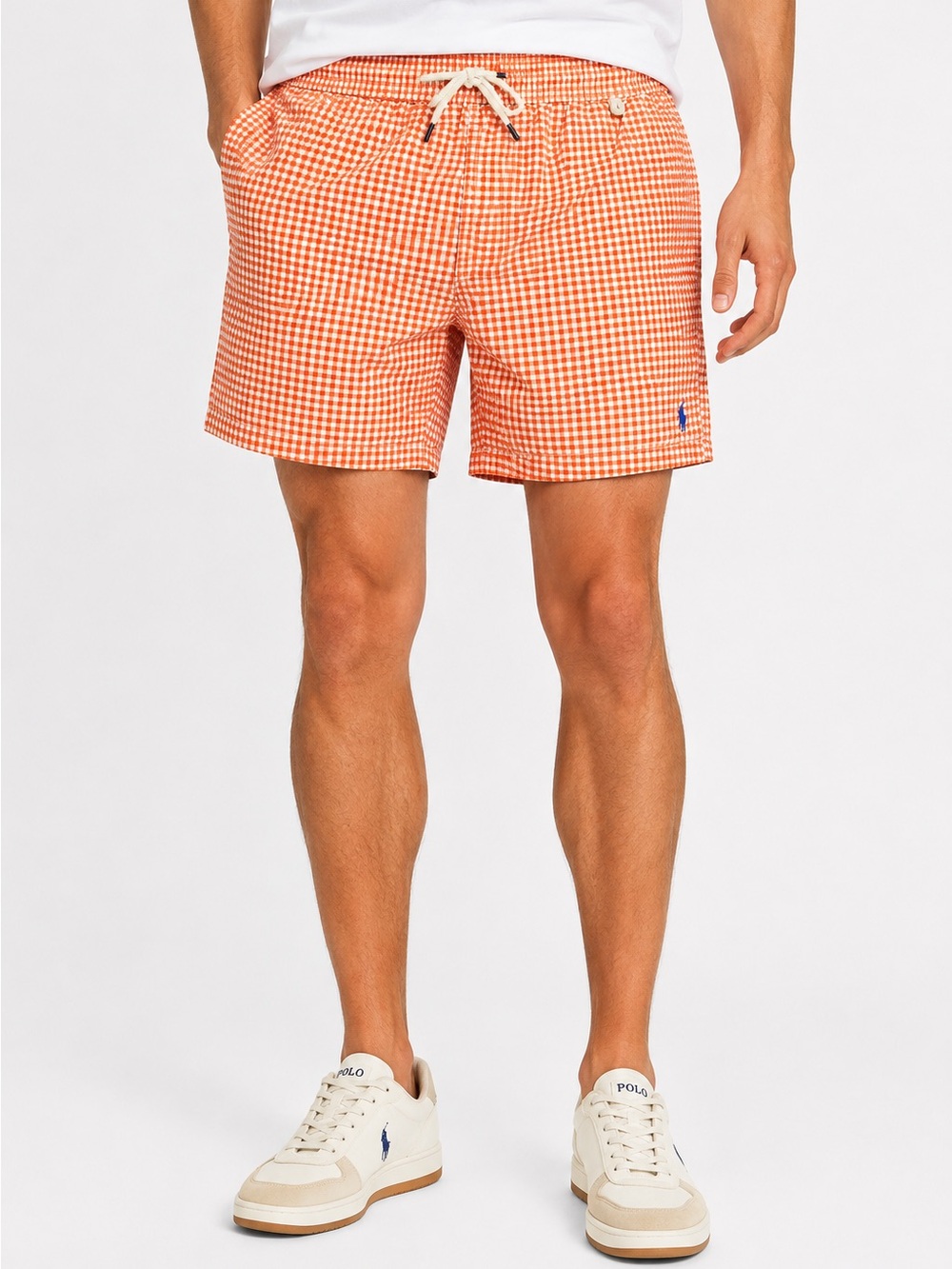 Polo Ralph Lauren Orange and White Gingham Men’s Swim Shorts XL